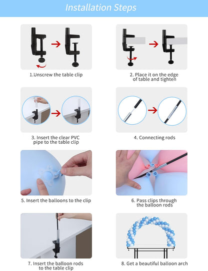 RUBFAC Balloon Arch Kit - Adjustable Black Stand for Table Decorations | Perfect for Birthdays, Weddings, and Baby Showers
