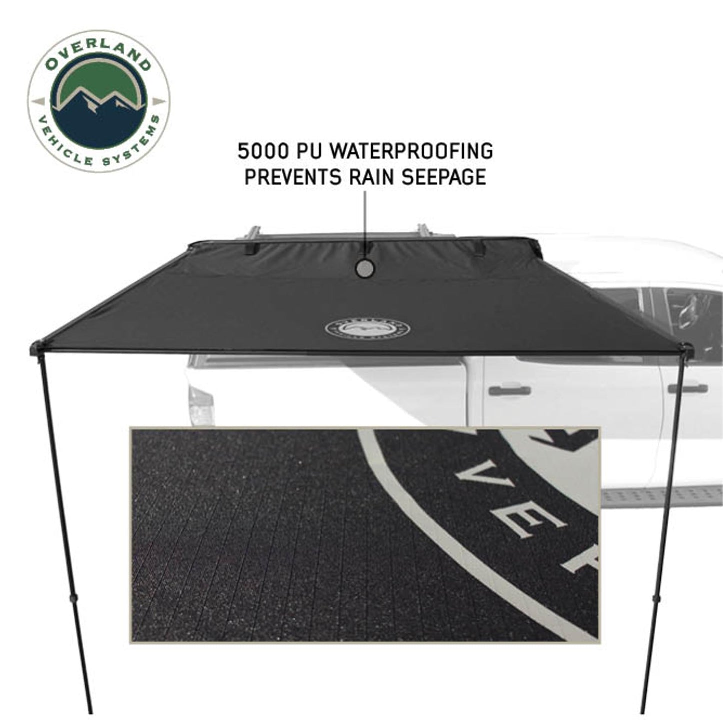 Overland Vehicle Systems 19690011 2.0-6.5’ XD Nomadic Self-Deploying 90 Degree Awning Unversal with Integrated LED Lights and Black Out | 61.6 Sq Ft of Coverage | Travel Cover Included