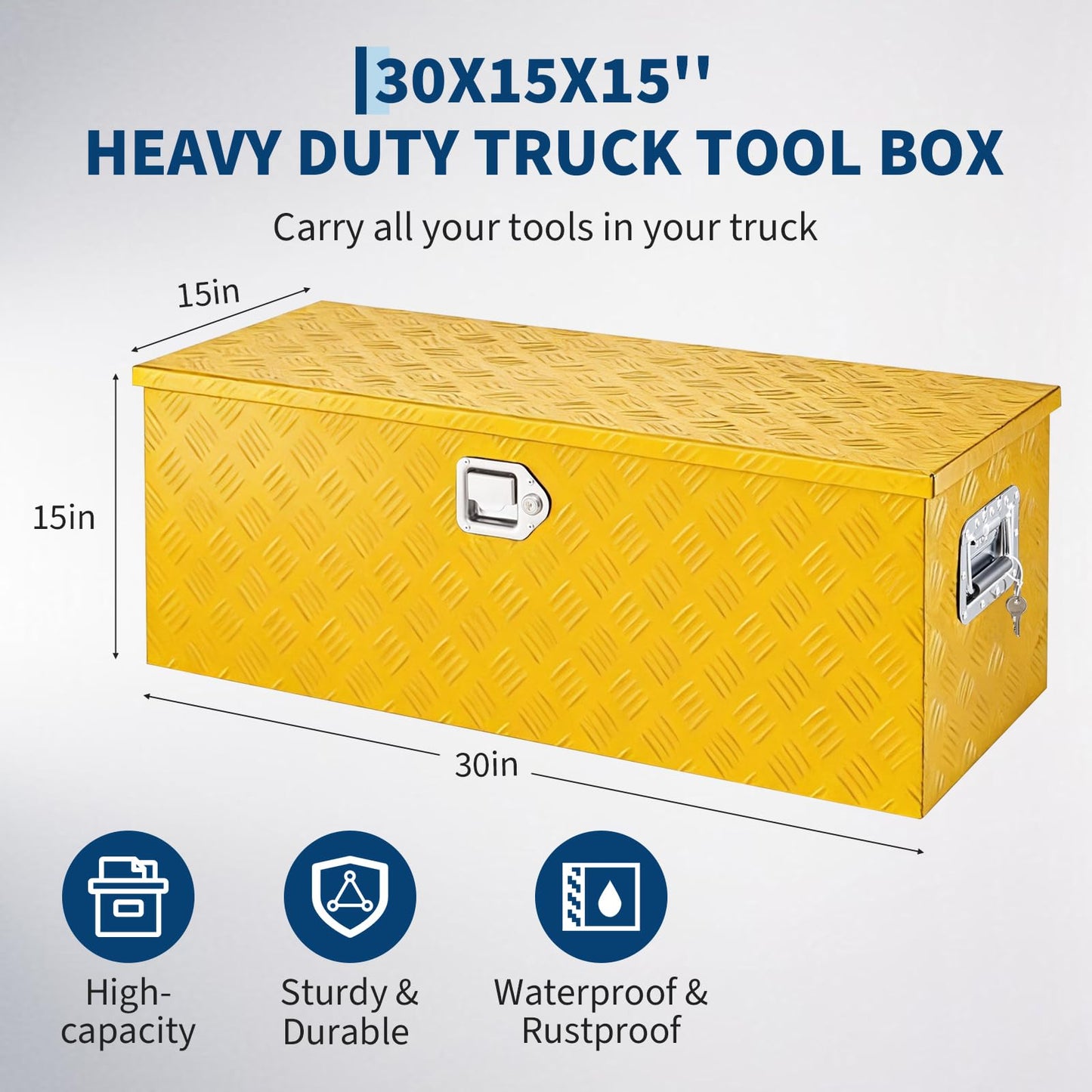 Patikuin Truck Bed Tool Box,Heavy Duty Aluminum, Waterproof & Lockable Storage for Pickup Beds, RVs & Trailers, Secure Organizer with Side Handles, Gas Strut Lid, Bed-Mounted