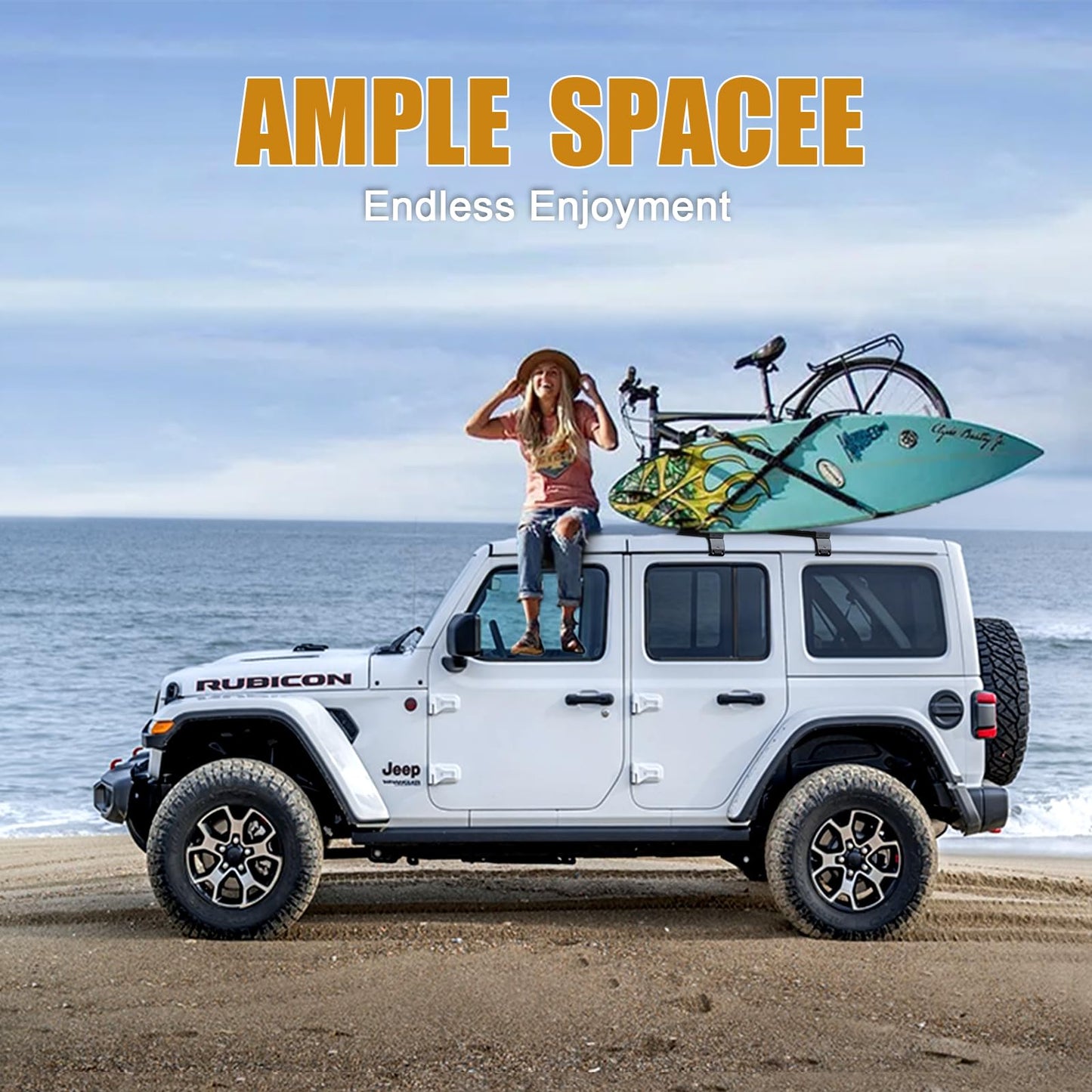 Z8 400 LBS Roof Rack Cross Bars with Sliders Compatible with Jeep Wrangler JL 2018-2025, Adjustable Tracks, Includes Tie-Down Rings and Square Nuts – Ideal for Roof Tent, Luggage, and Accessories