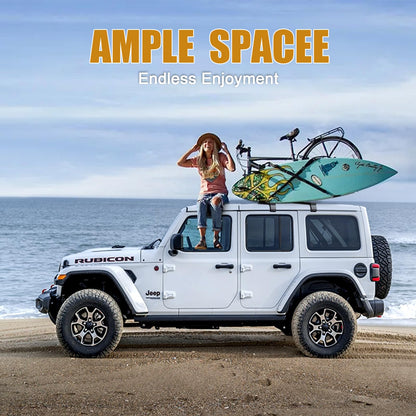 Z8 400 LBS Roof Rack Cross Bars with Sliders Compatible with Jeep Wrangler JL 2018-2025, Adjustable Tracks, Includes Tie-Down Rings and Square Nuts – Ideal for Roof Tent, Luggage, and Accessories