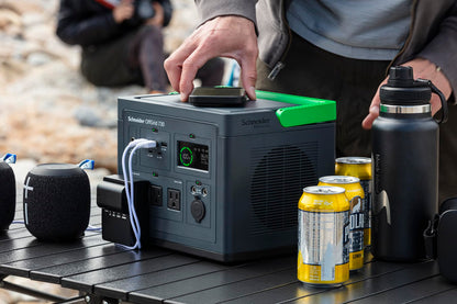 Schneider OffGrid 738Wh Portable Power Station, PPS730 Portable Solar Generator with Wireless Charging Pad, for Camping or Home