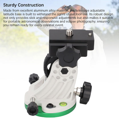 Equatorial Telescope Mount, Aluminum Alloy Telescope Tripod, Adjustable 90° Equatorial EQ Mount, Latitude Base for Accessory, Black