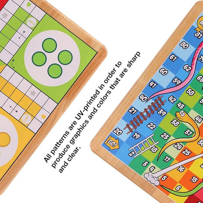 12 Inches Ludo Board Game + Snakes&ampLadders 2 in 1 Classic Board Game for Adults and Kids Including 1 Game Board 2 Dice 16 Game Pieces Rules and Carrying Bag.