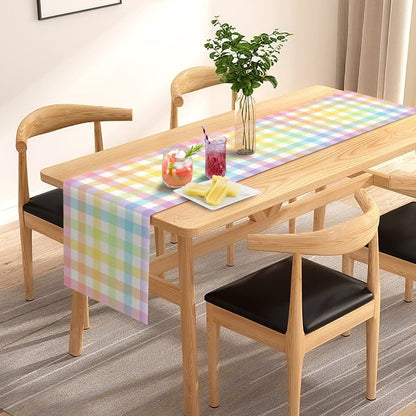 Pudodo Easter Buffalo Plaid Check Table Runner Spring Holiday Farmhouse Fireplace Kitchen Dining Room Home Party Decoration (13" x 108")