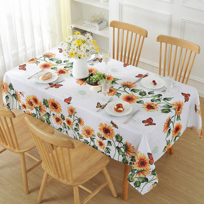 SASTYBALE Sunflower Tablecloth, White, 60x120 Inch Rectangle