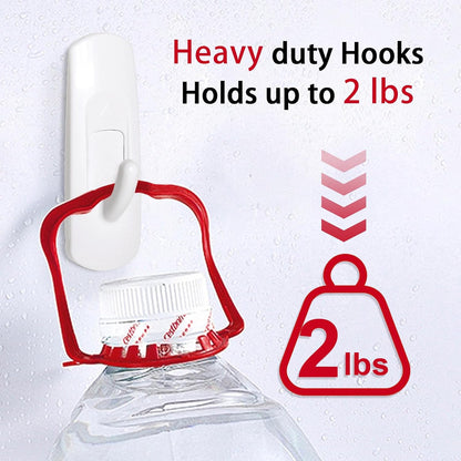 Skiennix Medium Adhesive Hooks - Heavy Duty No Damage Utility Strips | 20 Pack with 24 Strips for Bathroom, Coats, Keys