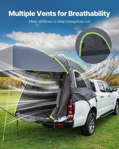 VEVOR Pickup Truck Tent, Fits 8.0-8.2 ft Truck Tents for Camping, Waterproof PU2000 2-3 Person Sleeping Truck Bed Tent, Sturdy Truck Bed Camper Shell with Expandable Awning, Rainfly, Storage Bag