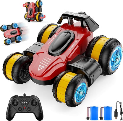 High Speed Drift Remote Control Stunt Deformation Car Birthday Gifts for Boys and Girls 4-16 Years Old (Red and Yellow)