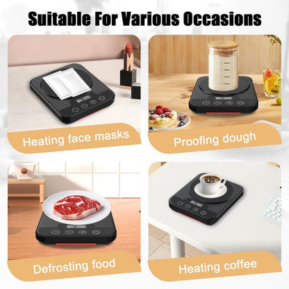 Sourdough Starter Warmer Mat, 12H Timer Warming Heating Pad, Precise 1°F Thermostat Control (70-100°F), Smart Memory Warming On/Off, Fits Jars Up to 40oz, Perfect for Home Baking (Black)