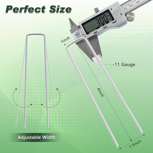 Feed Garden 4-Inch Galvanized Landscape Staples - 50 Pack Anti-Rust Garden Stakes for Weed Barrier Fabric