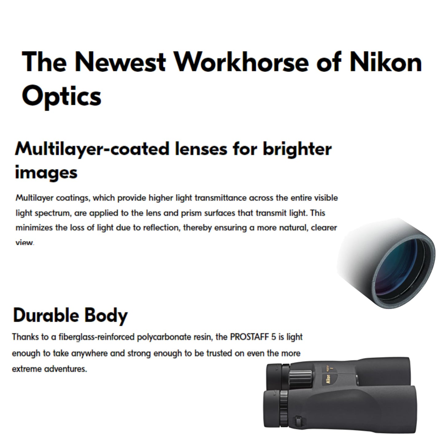 Nikon PROSTAFF 5 12x50 (7573) Black Binoculars Bundle with Lens Pen and Cleaning Cloth, Compact Binoculars for Adults for Hunting, Bird Watching, and Hiking Essentials, Zoom, Travel