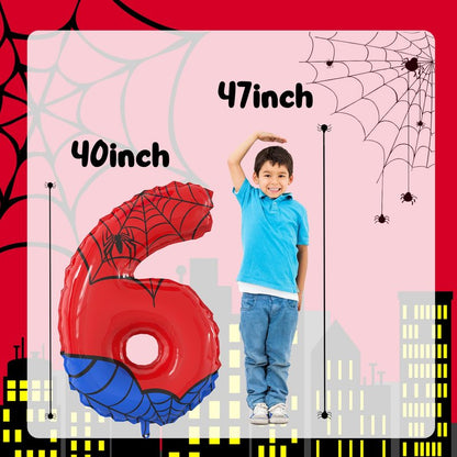 40 Inch Giant Spider Theme Number Foil Balloons Large Number 6 Balloons Kids Party Balloons Birthday Party Decorations Supplies Number 0-9 Available for Kids' Birthday Anniversary Party