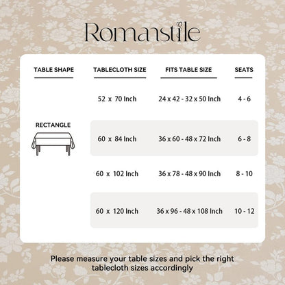 Romanstile Vinyl Tablecloth Rectangle, 100% Waterproof Outdoor Heavy Duty Thick Table Cloth with Flannel Backing, Wipeable Plastic PU Table Cover for Picnic Dining Party (Rose Beige, 60 x 84)