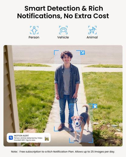 REOLINK Video Doorbell WiFi Camera - Wired 2K Outdoor, 5G&2.4G WiFi, 4:3 Wide View Angle, Smart Detection, Local Storage, No Subscription Front Door Home Security, Customized Reolink Chime