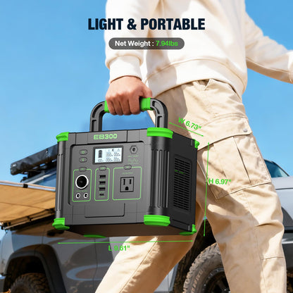 Portable Power Station 330W, GRECELL 288.6Wh Solar Generator with 60W USB-C PD Output, 120V Pure Sine Wave AC Outlet Backup Lithium Battery for Outdoors Camping Travel Home Blackout