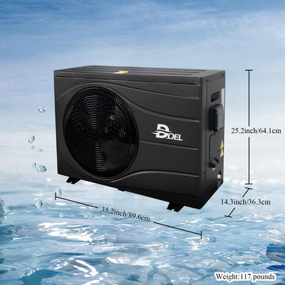 DOEL Swimming Pool Heat Pump, 44000BTU Full DC Inverter Pool Heater for 8000 Gallons Above and In Ground Pools and Spas, 13kW High Efficiency Pool Heater with WiFi Smart Control Panel, 220-240v