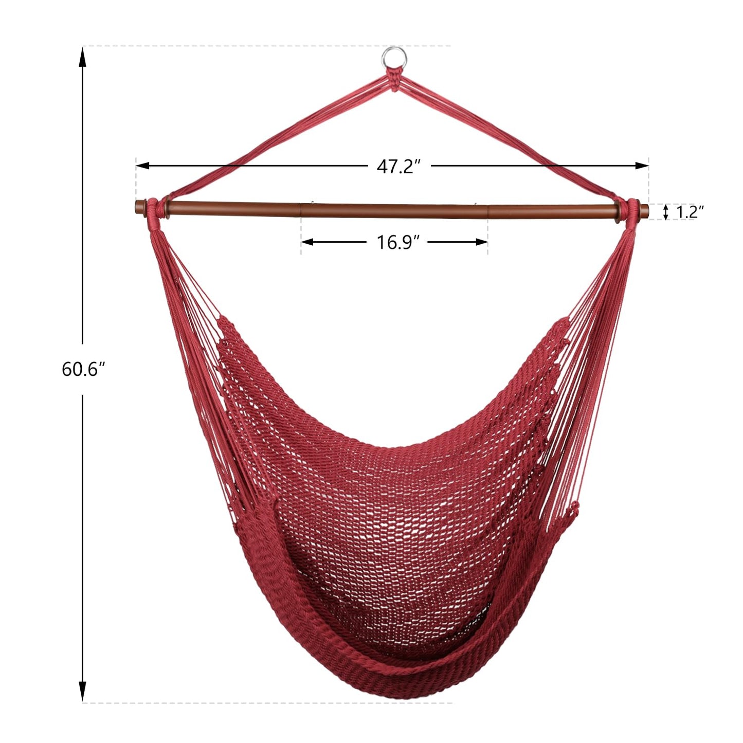 Bathonly Large Hammock Chair with Metal Bar, Caribbean Hammock Swing Chair with Stand, XL Hammock Chair Outdoor Indoor, 330 LBS Weight Capacity