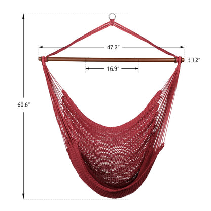 Bathonly Large Hammock Chair with Metal Bar, Caribbean Hammock Swing Chair with Stand, XL Hammock Chair Outdoor Indoor, 330 LBS Weight Capacity