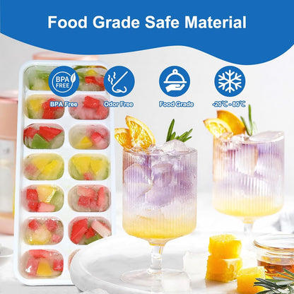 Silicone Ice Cube Tray - Easy-Release Stackable Design | 3 Pack with Lids - BPA-Free & Odor-Free