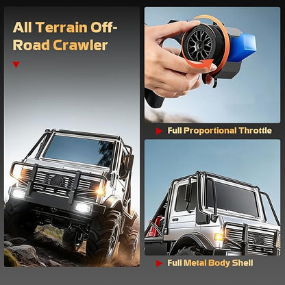 MN-333 1/18 Semi-Truck RC Crawler Unimog U4000 4WD Full Scale Off Road RC Rock Crawler 4x4 RC Car RTF Alloy Climing Vehicle for Hobby Gifts