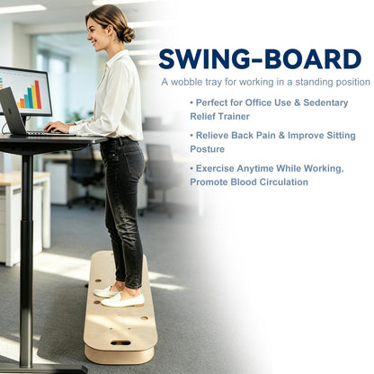 Wooden Balance Board & Wobble Board with Spring System, Adjustable Balance Board for Standing Desk, Stability Trainer for Physical Therapy, Core Strength, Posture Improvement & Home Office Use