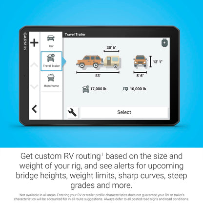 Garmin RV 895, 8" GPS Navigator, Custom Routing, High-Resolution Birdseye Satellite Imagery, Directory of Parks and Services, Landscape or Portrait View Display (Renewed)