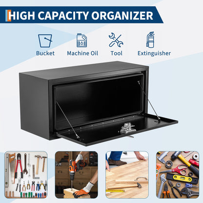EliteEdge Black Steel Underbody Truck Tool Box for Pickup RV Toolbox Truck Bed Toolboxes Heavy Duty Waterproof Truck Chest with Lock,24 x 14 x 16 Inch