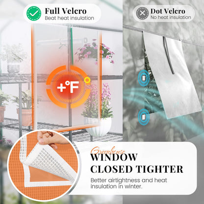 KING BIRD Premium Greenhouse for Outdoors, 56x56x77 in Walk-in Hot House with Thickened Cover, Reinforced Frame, Screen Windows & Mesh Door, 4 Tiers 12 Shelves for Outside Garden Seedlings, Clear