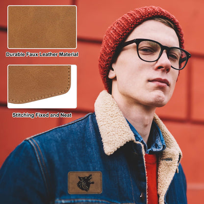 MECCANIXITY 60 Pcs Blank Leather Hat Patches, Laser Engraving Iron-on Hexagon Laserable Rustic Leatherette Patch for Hats Cap, Brown 2.99x1.97Inch