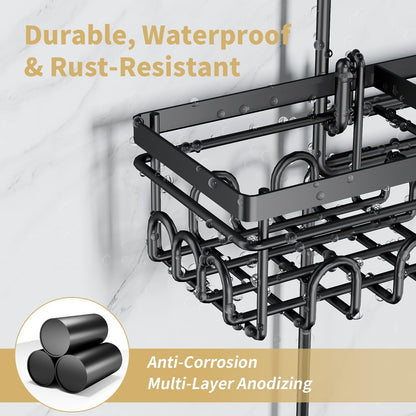 KEGII Shower Caddy - Rustproof Hanging Organizer with Soap Dish & Toothbrush Holder | Ideal for Handheld Showerheads