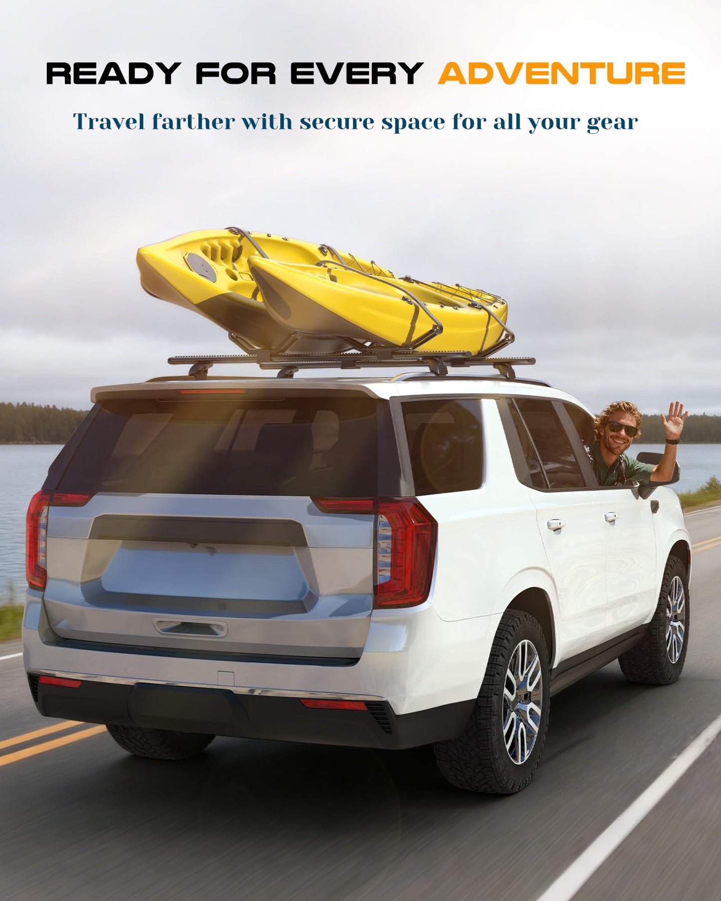 Snailfly Aluminum Lockable Roof Rack Cross Bar Fit for 2021–2026 Chevy Tahoe Suburban, GMC Yukon, Cadillac Escalade, 330 lbs Load Capacity, Easy No-Drill Install, Crossbar for Cargo Kayak Bike