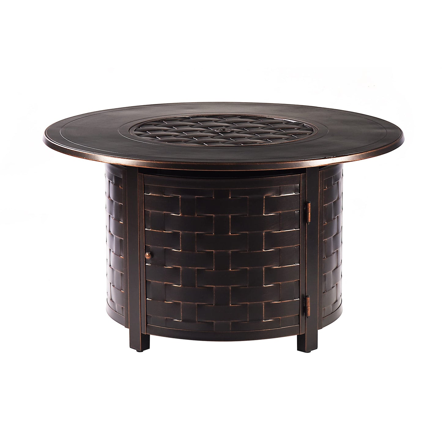 Oakland Living Round 44 in. x 44 in. Aluminum Propane Fire Pit Table with Glass Beads, Two Covers, Lid, 57,000 BTUs in Copper Finish
