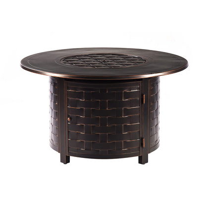 Oakland Living Round 44 in. x 44 in. Aluminum Propane Fire Pit Table with Glass Beads, Two Covers, Lid, 57,000 BTUs in Copper Finish