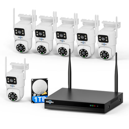 Hiseeu Wireless Security Cameras Outdoor, 5G & 2.4G WiFi Pro, Wireless Home Security Camera System, Dual Lens, 360° Pan & Tilt, Auto Tracking, Color Night Vision, 1TB HDD No Subscription, Need Plug In