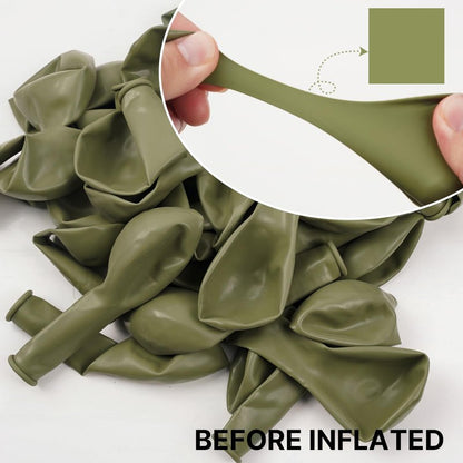 PartyWoo Sage Green Balloons 100pcs Different Sizes of 36 18 12 10 5 Inch Olive Boho Green Latex Balloon Arch Kit for Wedding Birthday Dinosaur Jungle Golf Football Theme Party Decorations Green-F11