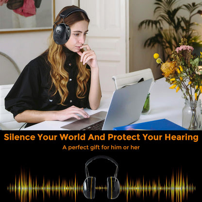 Hearing Protection with Bluetooth,Wireless Noise Canceling Headphone 30dB SNR,NO Radio Function,Rechargeable Battery Earmuffs,Long Playtime,Ideal for Lawn Mowing,Woodworking,Concerts(Black)