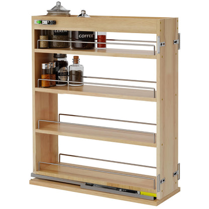 Grehitk Pull Out Spice Rack Organizer for Cabinet (6.5" W x 22.3" D x 25.2" H), Sliding Spice Rack for Kitchen Cabinet, Wood Pull Out Cabinet Organizer for Multi-Use