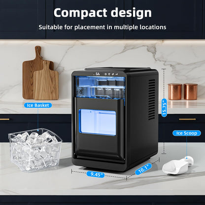 Antarctic Star Crescent Ice Maker, Slow-Melting Countertop Ice Maker, 27 Lbs/24H, 16Pcs in 15Mins, Self-Cleaning,24-Hour Timer, for Home/Kitchen/Office/Party