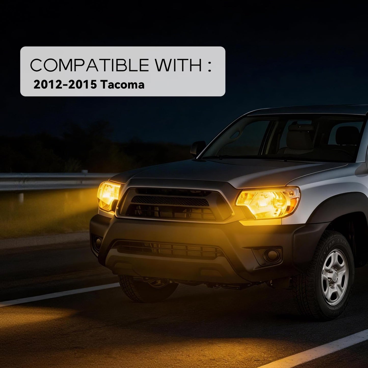 Headlights Compatible with 2012 2013 2014 2015 Toyota Tacoma Headlights Lamps Front LightsChrome Housing Amber Reflector Plug and Play 1 Pair Driver and Passenger Side Clear Lens