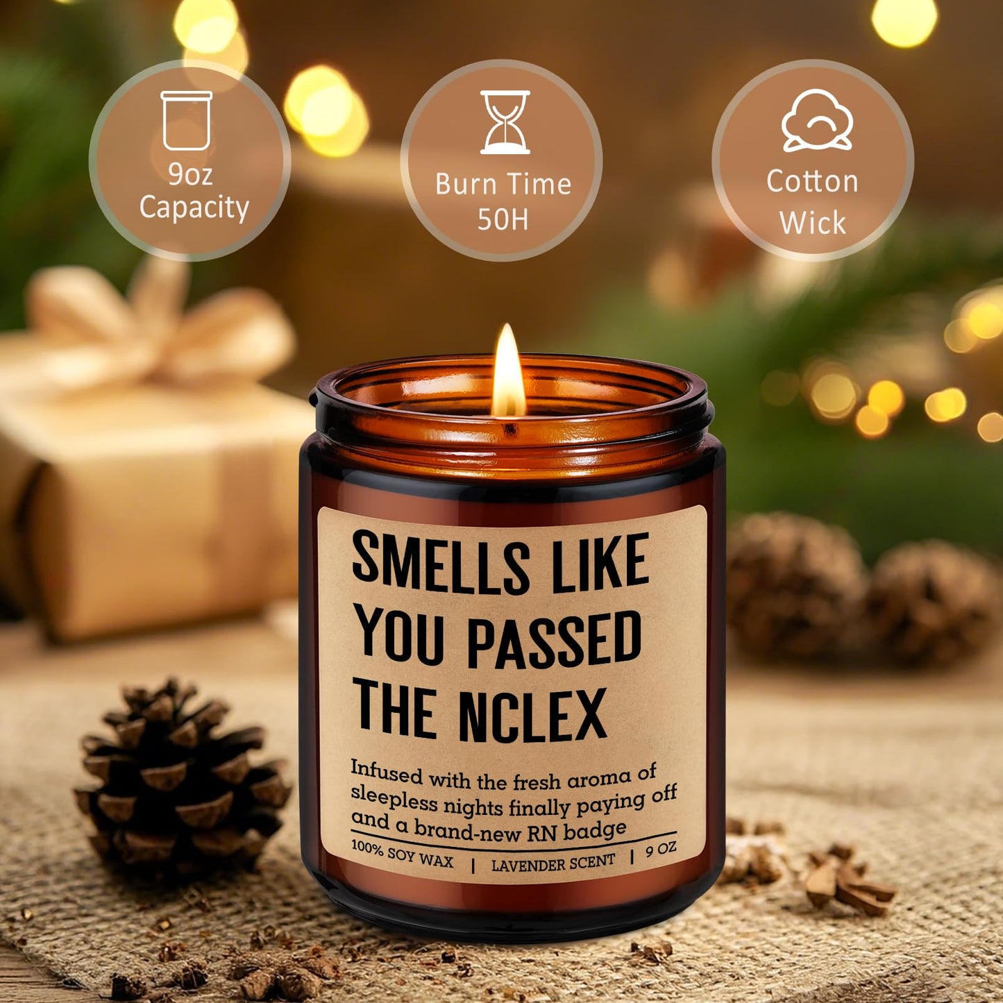 Miracu Candle, Passed The NCLEX, New RN Gifts for Nurses, Registered Nurse Gifts for Women Men, Funny Passing Board Exam, Graduation, Future RN Congratulations Presents Ideas for Nursing School Grad