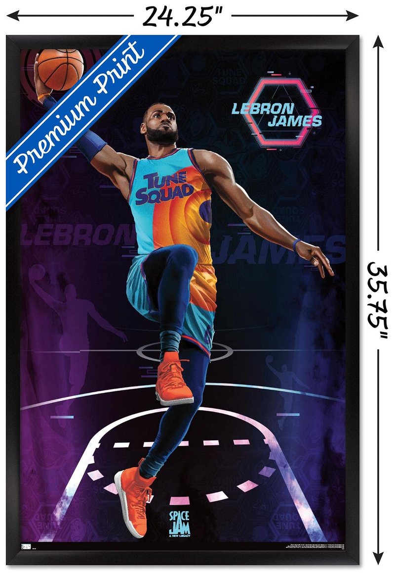 Space Jam: A New Legacy - LeBron James Wall Poster, 34L" x 22.4W", Black Framed Version