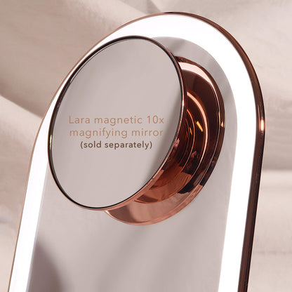 Fancii Vera LED Lighted Vanity Makeup Mirror, Rechargeable - Cordless Illuminated Cosmetic Mirror with 3 Dimmable Light Settings, Dual Magnification (Chrome)