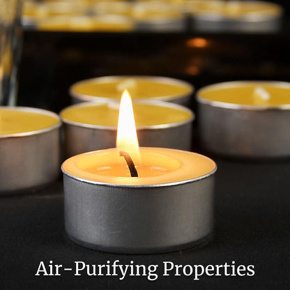 32 Packs Beeswax Tealight Candles,Natural Beeswax Tea Lights Candle in Aluminum Cups,4-5 Hour Burn Time,Unscented Smokeless Candles