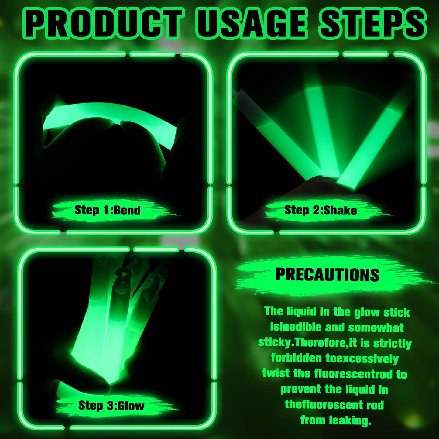 Sotiff 300 Pcs Bright 6 Inch Large Glow Sticks Bulk Emergency Glow in The Dark Sticks with 12 Hour Duration for Camping Hiking Outdoor Parties Activities Survival Storms (Green)