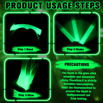 Sotiff 300 Pcs Bright 6 Inch Large Glow Sticks Bulk Emergency Glow in The Dark Sticks with 12 Hour Duration for Camping Hiking Outdoor Parties Activities Survival Storms (Green)