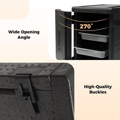 Goplus 91 Qt Insulated Food Pan Carrier, Lightweight Front Loading Food Warmer Cooler w/Safety Buckles and 12 Shelf Dividers, Non-Electrical Stackable Hot Box for Catering Buffet Outdoor Event (1)