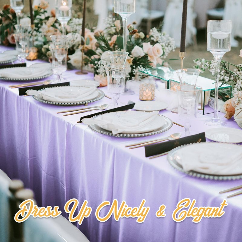 BRILLMAX 10 Pack Lavender Tablecloths 60 x 102 Inch for 6ft Rectangle Tables - 150 GSM Polyester Fabric, 15" Standard Drop, Water, Stain & Wrinkle Resistant Cloth Cover for Wedding Dining Buffet