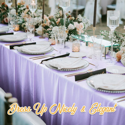 BRILLMAX 10 Pack Lavender Tablecloths 60 x 102 Inch for 6ft Rectangle Tables - 150 GSM Polyester Fabric, 15" Standard Drop, Water, Stain & Wrinkle Resistant Cloth Cover for Wedding Dining Buffet