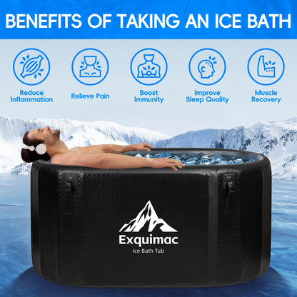 Ice Bath Tub, 216 Gallon Inflatable Cold Plunge Tub with Thermometer and Water-Absorbent Mat, Portable Bath Tub for Outdoor & Indoor Recovery, 59"x32"x29"